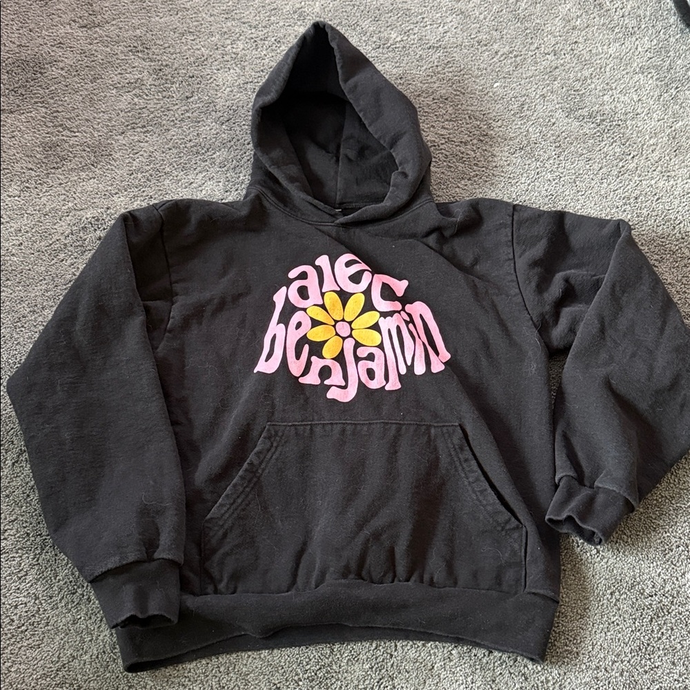 Los Angeles Apparel Alec Benjamin Flower Print Tour Black Hoodie. Unisex. Small